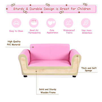 Kids Pink Lounge Sofa With Matching Ottoman